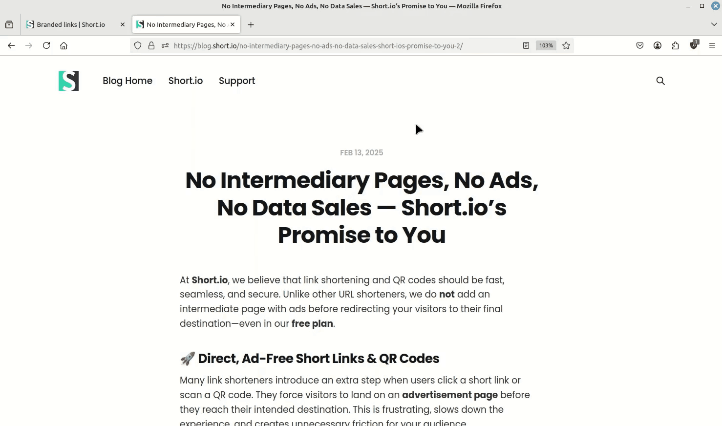 Shorten links instantly